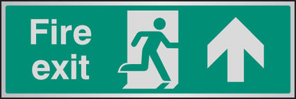 Fire exit arrow ahead aluminium 300x100mm