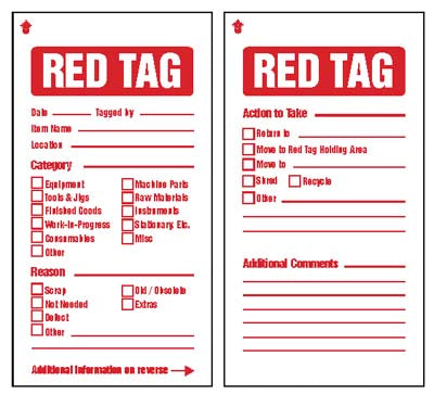 6S Red Tags 80x150mm c/w cable ties (pack of 10)