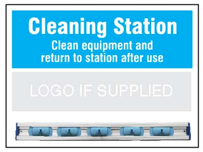 Cleaning Station Shadow Board with hanging rail  and 5 hooks 600x450mm 10mm foam pvc