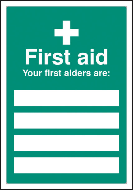 First aiders are (space for 4) adapt-a-sign 215x310mm