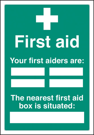 First aiders the nearest first aid box is situated adapt-a-sign 215x310mm
