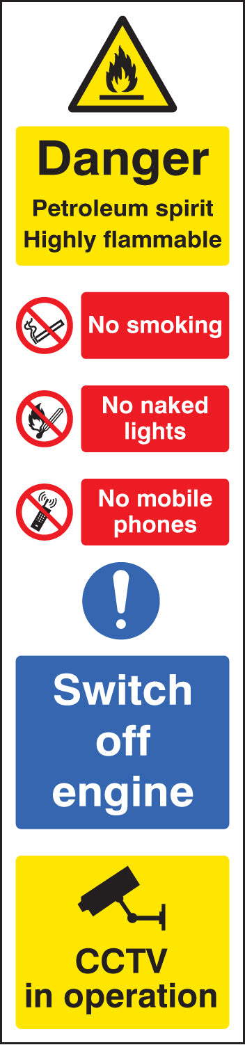 Danger petroleum spirit (multi-message) 100x400mm