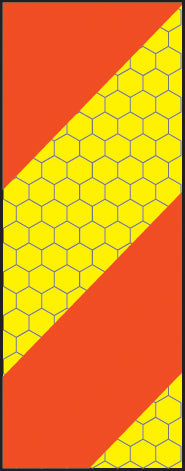 ECE70 Vehicle marking plate 140x300mm left hand vertical chevron