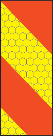 ECE70 Vehicle marking plate 140x300mm right hand vertical chevron