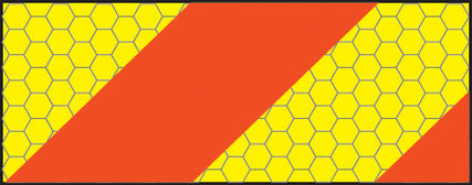 ECE70 Vehicle marking plate 300x140mm left hand horizontal chevron