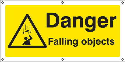 Danger falling objects banner c/w eyelets