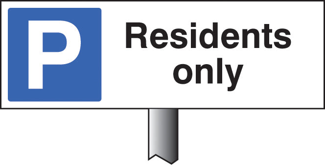 Parking residents only verge sign 450x150mm (post 800mm)