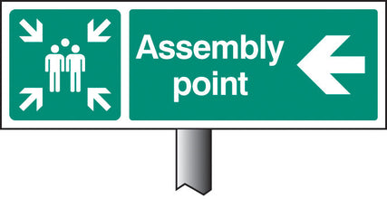 Assembly point left verge sign 450x150mm (post 800mm)