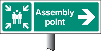 Assembly point right verge sign 450x150mm (post 800mm)