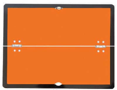 Folding (horizontal) hazard warning vehicle plate 400x300mm reflective aluminium