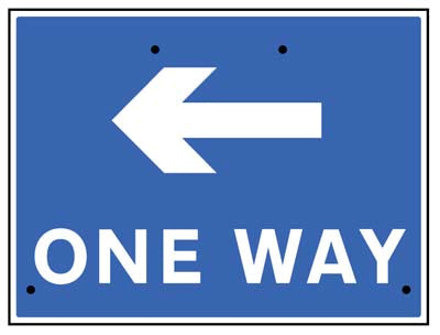 One way arrow left, 600x450mm Re-Flex Sign (3mm reflective polypropylene)