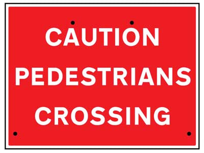Caution pedestrians crossing, 600x450mm Re-Flex Sign (3mm reflective polypropylene)