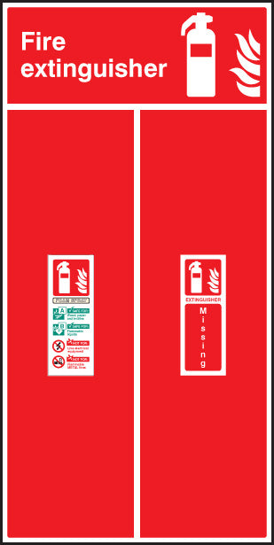 Fire extinguisher location board - foam spray