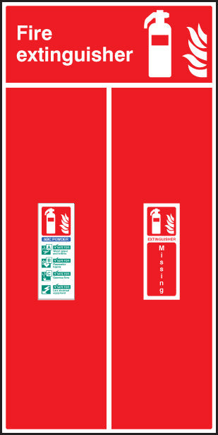 Fire extinguisher location board - abc powder