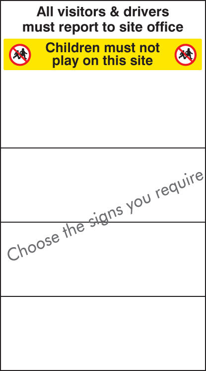 Site safety board 600x1000mm c/w select signs