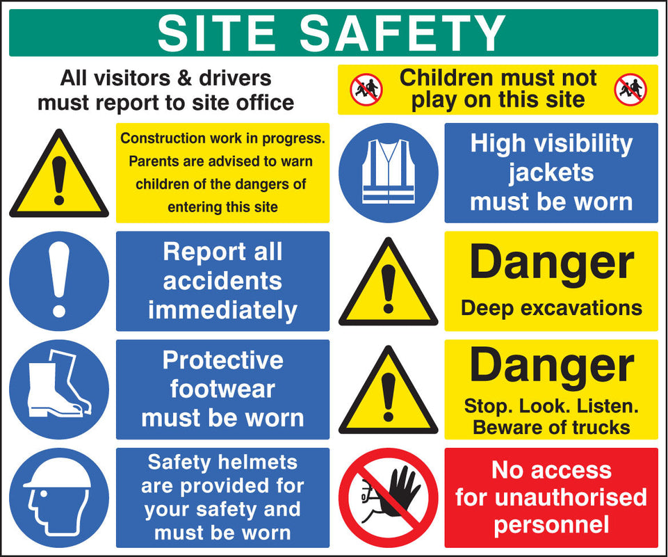 Site safety board 1200x1000mm 5mm pvc