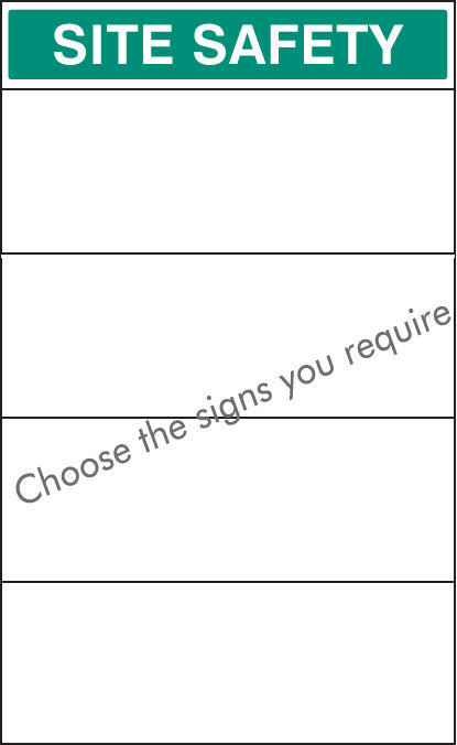 Site safety board 600x900mm c/w select signs