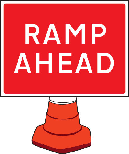 Ramp ahead cone sign 600x450mm