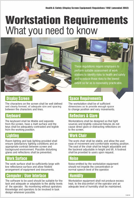 Display screen equipment regulations 1992 poster