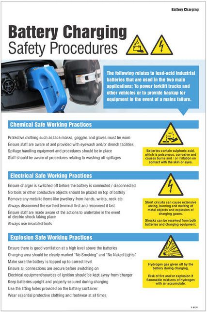 Battery charging safety checklist poster