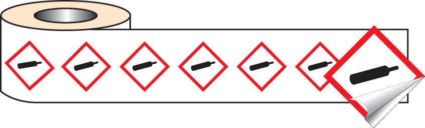 250 S/A labels 50x50mm GHS Label - Compressed Gas