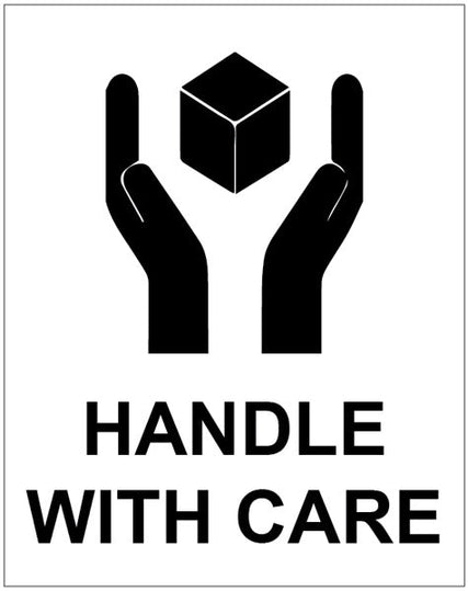 Handle With Care self adhesive labels 75x100mm - 250 per roll