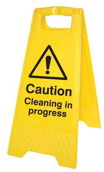 Caution cleaning in progress (free-standing floor sign)