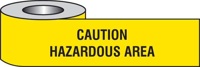 Caution hazardous area barrier tape