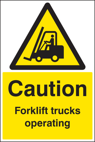 Caution forklift trucks operating floor graphic 400x600mm