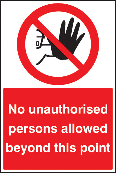 No unauthorised persons beyond this point floor graphic 400x600mm