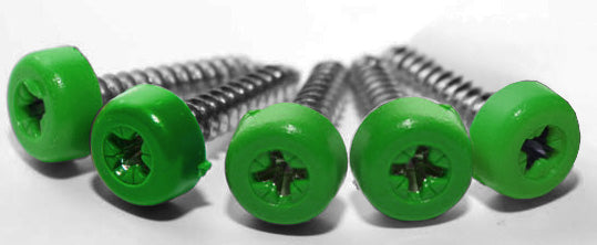 Poly top screws green (pack 12)