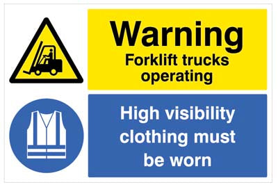Warning forklifts operating Hi-vis clothing must be worn floor graphic 600x400mm