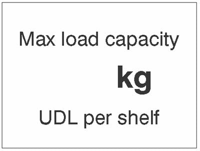 Max load capacity ___kg UDL per shelf, 100x75mm magnetic PVC