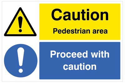 Caution pedestrian area proceed with caution floor graphic 600x400mm