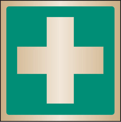 First aid symbol 100x100mm brass