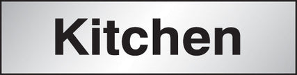 Kitchen sign 140x35mm Engraved aluminium effect pvc