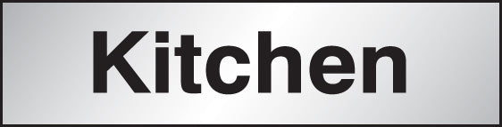 Kitchen sign 140x35mm Engraved aluminium effect pvc