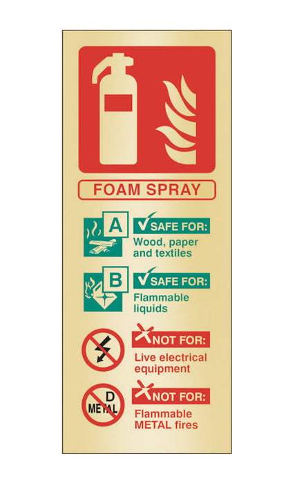 Foam spray extinguisher identification brass 75x200mm