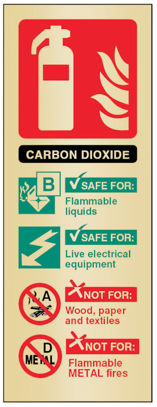 CO2 extinguisher identification brass 75x200mm