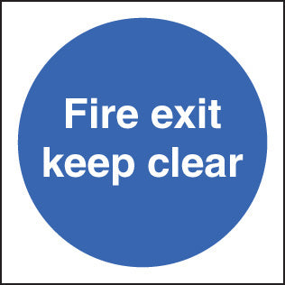 Fire exit keep clear double sided self adhesive 100x100mm