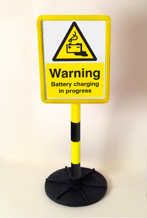 Bespoke sign in yellow frame on post c/w base