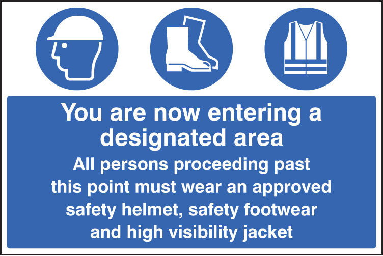 Entering designated area helmet/footwear/jacket
