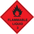 100 S/A labels 100x100mm flammable liquid 3