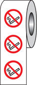 No smoking roll of 100 labels 75mm dia