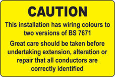 This installation has wiring colours etc  roll of 100 labels 75x50mm