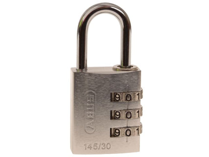 145/30 30mm Aluminium Combination Padlock Silver 46583