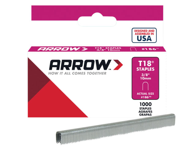 T18 Staples 10mm (3/8in) Box 1000