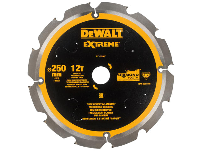 Extreme PCD Fibre Cement Saw Blade 250 x 30mm x 12T