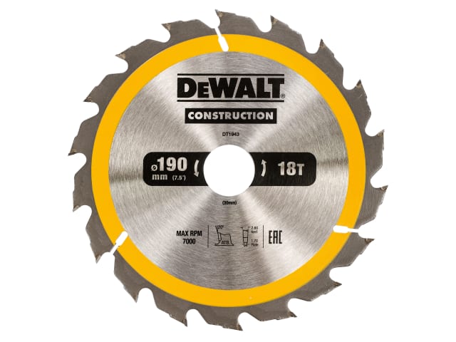 Portable Construction Circular Saw Blade 190 x 30mm x 18T