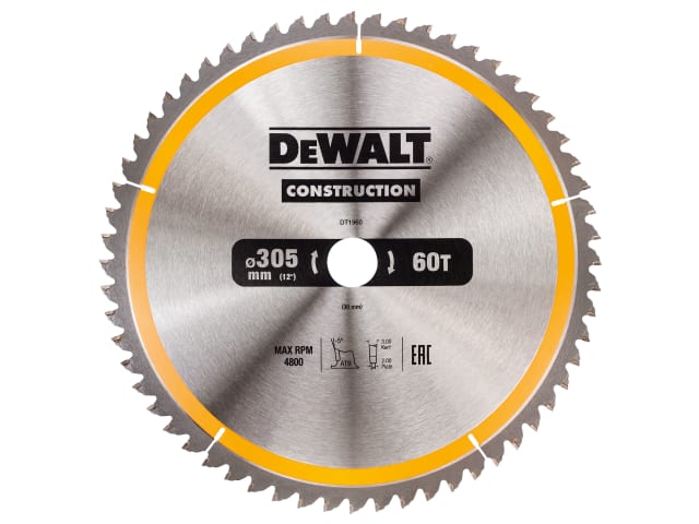 Stationary Construction Circular Saw Blade 305 x 30mm x 60T ATB/Neg